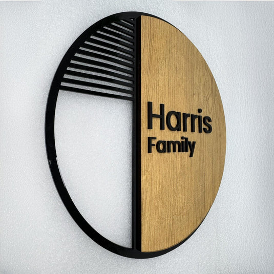 Personalized Wooden Door Sign, Family Name Plaque, Luxury Mix Lines