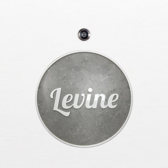 Personalized Wooden Door Sign, Family Name Plaque, Circle Light & Concrete