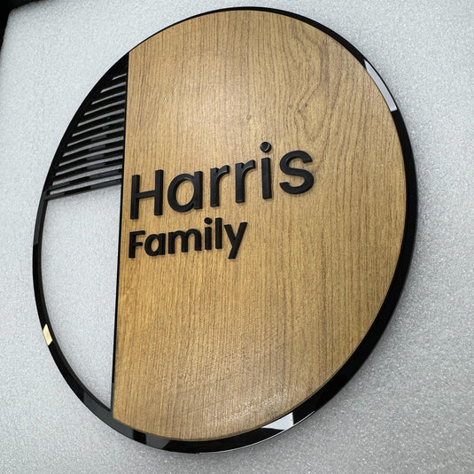 Personalized Wooden Door Sign, Family Name Plaque, Luxury Mix Lines